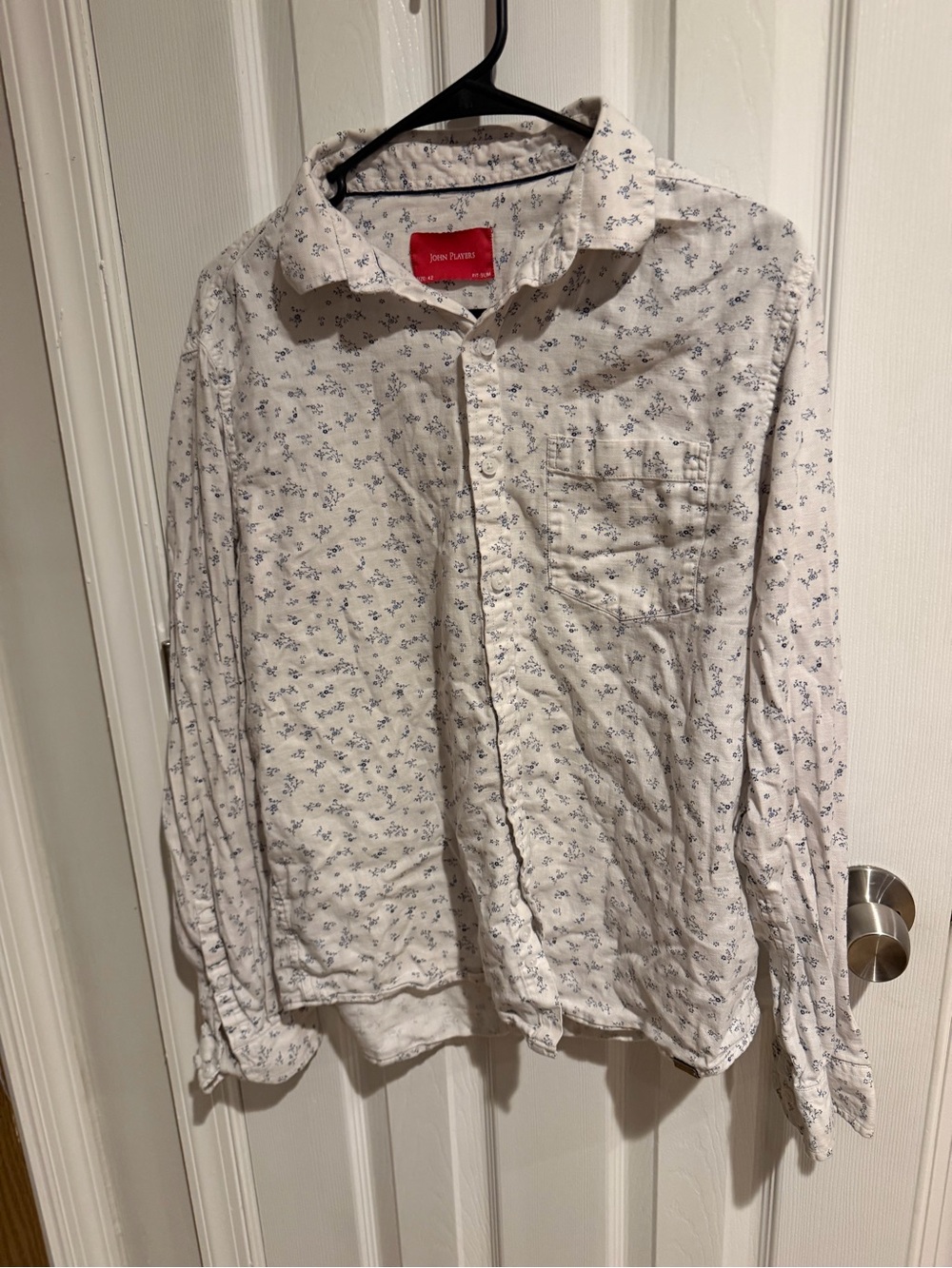Men's White Floral Button-Up Shirt